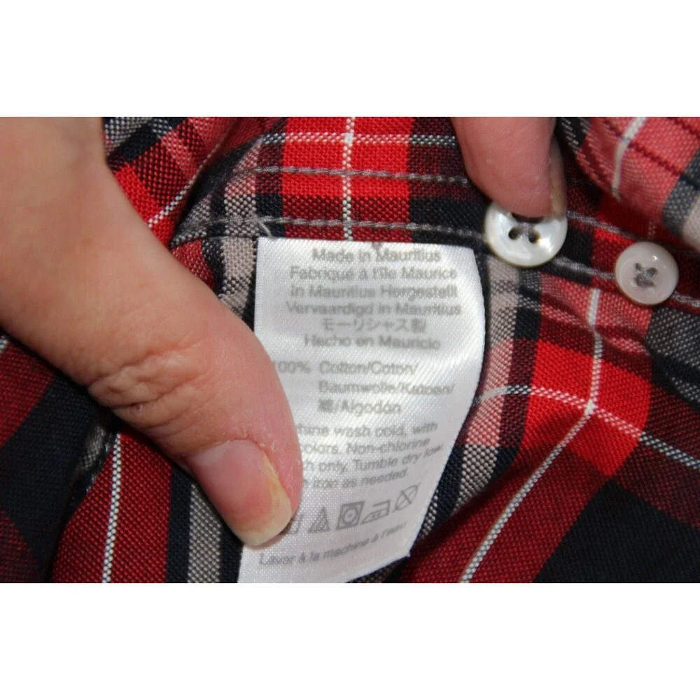 J CREW Men's All Tailored Red PLAID Front Pocket LONG SLEEVE Button-Up SHIRT M